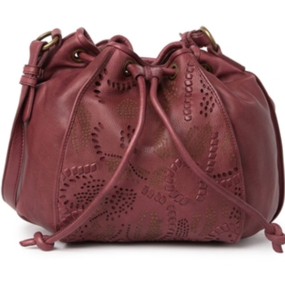 FRYE Vivian Leather Bucket Bag in Brick